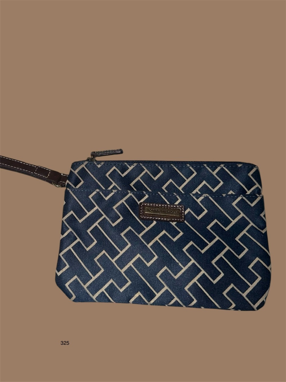 Tommy Hilfiger Patterned Navy Wristlet Clutch